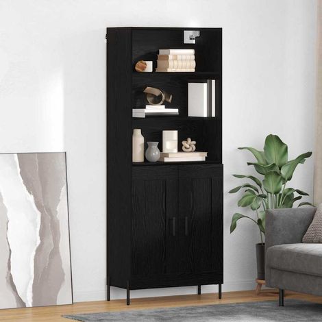 Highboard Schwarz Eichen-Optik 69,5 x 34 x 180 cm Holzwerkstoff