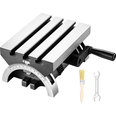 VEVOR Winkeltisch Schwenkbar 178x127 mm 0-45° Links & Rechts Verstellbar, Frästisch zur Verwendung auf Fräsmaschinen & Bohrmaschinen, Gusseisen Konstruktion, 3 T-Nuten, Skala mit 1-Grad-Schritten (1/5)