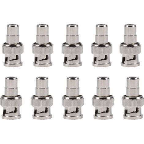 10 pièces Connecteur Adaptateur BNC Mâle vers RCA Femelle pour Système de Vidéosurveillance (1/5)