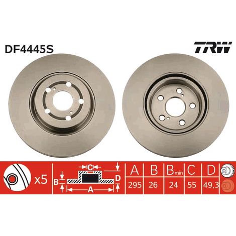 DISQUE DE FREIN AVANT DF4445S TRW (1/2)