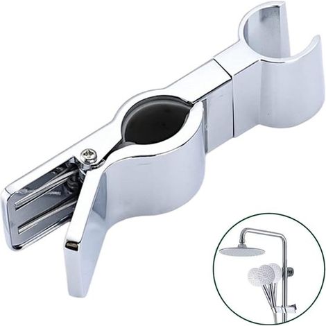 Base de soporte deslizante ajustable para cabezal de ducha de mano, inclinación de 45°, compatible con mangueras de 22-25 mm, color plata, 10,9 x 2,9 cm. (1/5)