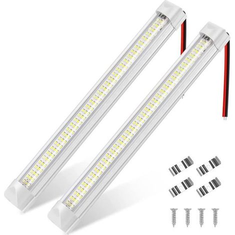 12V Barre de Lumière Intérieure à LED Eclairage Voiture Lumineuse 108LED avec Interrupteur Marche/arrêt (2PCS) (1/4)