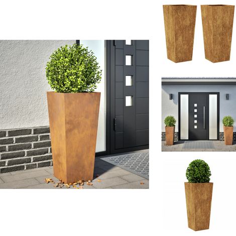 Jardinières 2 pcs 35x35x75 cm acier résistant aux intempéries - Jardinière - Jardinières - Jardinière En Métal - Jardinière En Acier (1/5)