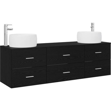 Bathroom Furniture Set 3 pcs Black 49.5 x 44.5 x 66 cm vidaXL (1/5)