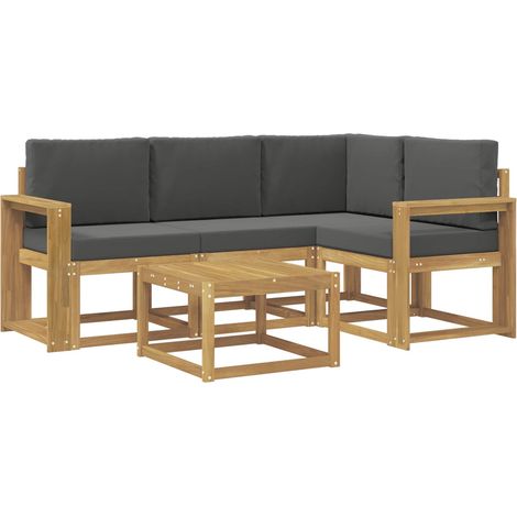 Set di divani da esterno con cuscino 5 pcs Bianco e Antracite vidaXL