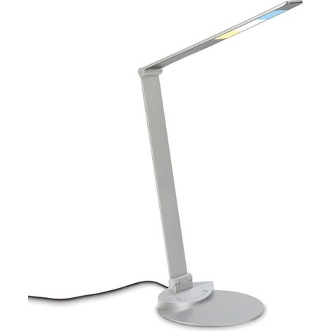 Briloner Leuchten LED Tischlampe verstellbar, Tischleuchte LED schwenkbar, Schreibtischlampe Touch, Farbtemperatur einstellbar, Dimmbar, Silberfarbig