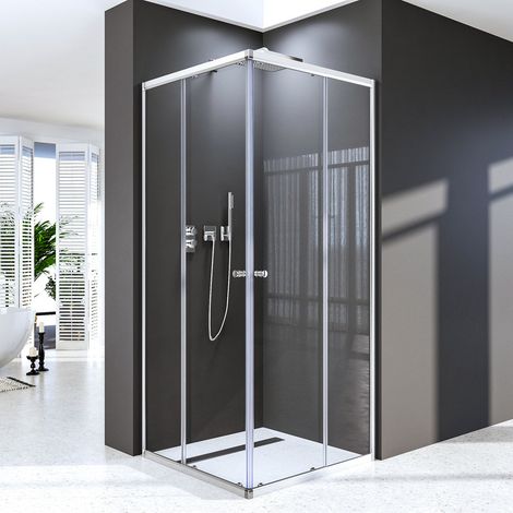 WDWRITTI Duschkabine 75x80cm Eckeinstieg Schiebetür, Duschkabine 80x75 cm Eckeinstieg Duschabtrennung mit 6mm ESG Sicherheitsglas Glas Duschwand Höhe: 185cm