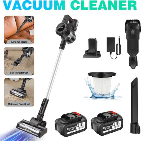 Aspirateur à main sans fil Sans sac 30000PA Aspiration puissante avec 2x batterie