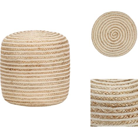 Pouf fait à la main 40 x 45 cm Jute - Pouf Design - Pouf Moderne - Pouf Jute - Pouf Artisanal - Repose-pied Cosy (1/3)
