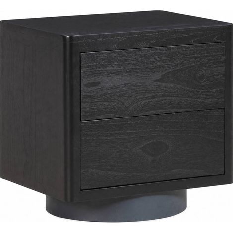 Table de chevet noire en cèdre et métal - Noir et gris (1/5)