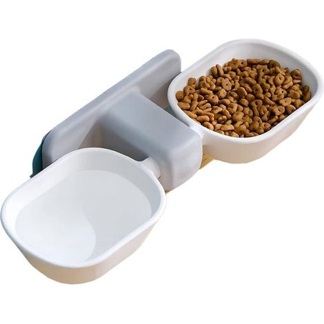 Set mit wandmontierten Futternäpfen für Katzen und Hunde – Universalnapf – Napf – Hundenapf – Erhöhte Futterstation – Weiß