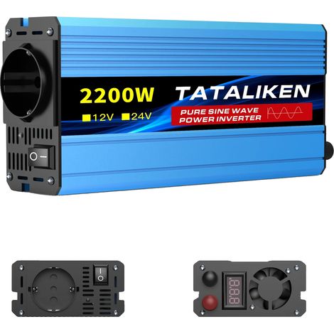 Inversor de onda sinusoidal pura, salida de CA de 220 V, pantalla LCD, 12 V 2200 W 220 V 50 Hz UE (1/2)