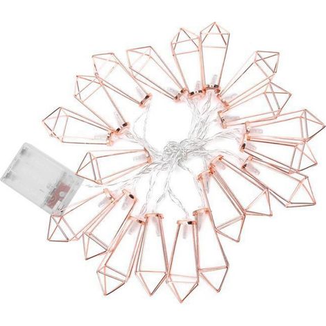 Guirlande LED or rose forme géométrique, 20 lumières, décoration chambre et mariage, design moderne et élégant Femeo (1/5)