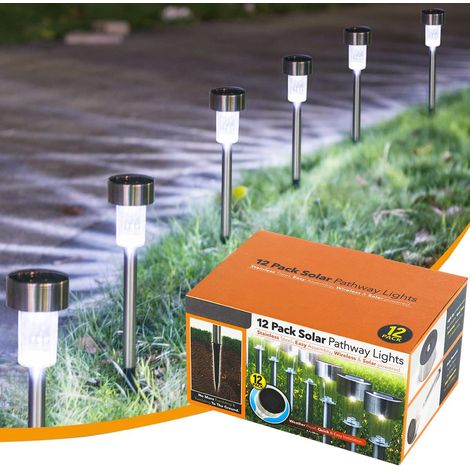 Lampes solaires de jardin d'extérieur, lot de 12 lampes solaires LED pour allée, terrasse, jardin, pelouse, entrée de garage, étanches IP65 [Classe énergétique A+++]-AquaForge (1/5)