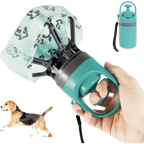 Tragbare Hundekotschaufel mit Kotbeutelspender, 6-zinkige Hundekotschaufel für Spaziergänge und Reisen (1/5)