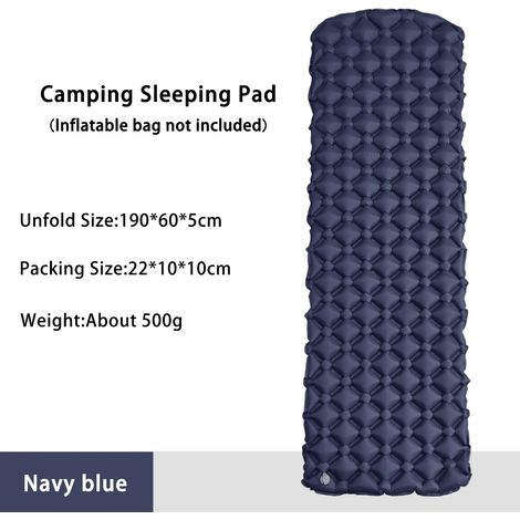 Matelas gonflable (bleu foncé), pliable, couverture de pique-nique, matériel de camping (1/4)