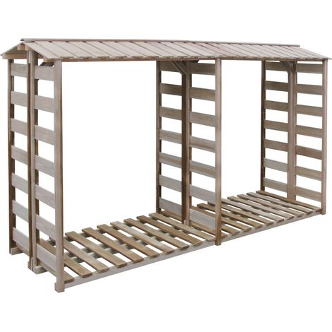 Abri de stockage du bois de chauffage, Abri bûches, Stockage Rangement Extérieur 300x90x176cm Pin imprégné LKOWF70256 (1/3)