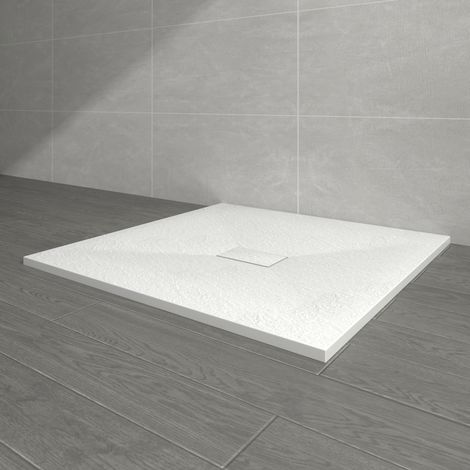 NRG 1000 x 1000mm White SMC Square Slate Effect Bathroom Shower Enclosure Tray (1/5)