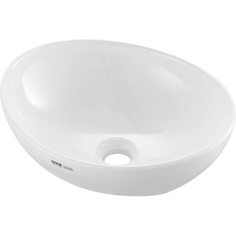 VEVOR Lavandino da Appoggio ovale, 40,9 x 34 cm per il Bagno, Lavabo da Appoggio in Ceramica Bianca Sopra il Piano, Stile Moderno, Luminoso ed Elegante, Lavandino per Bagno, Hotel, Toilette, Camper (1/5)