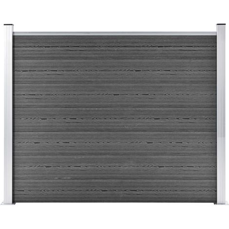 Panneau de clôture, Clôture de jardin, Barrière de jardin WPC 180x146 cm Noir MAE4782 (1/5)