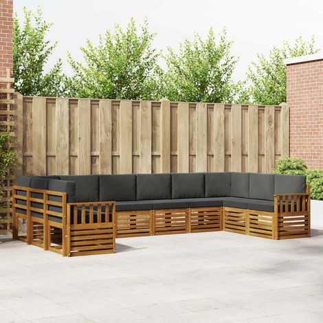 vidaXL Ecksofa Set mit Kissen 10 pcs Natur und Anthrazit (1/5)