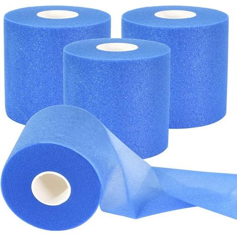 Lot de 4 bandes de pré-enveloppement athlétique en mousse, pour chevilles, poignets, mains et genoux, 75 pouces x 30 yards, bleu (1/5)