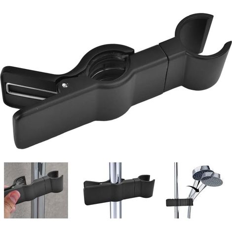 (Noir)Support Douchette Relevable en Alliage de Zinc Support Douche à Main Remplaçable 18-25MM Support de Pommeau de Douche Chrome Ajustable pour Baignoire Salle de Bain (1/5)