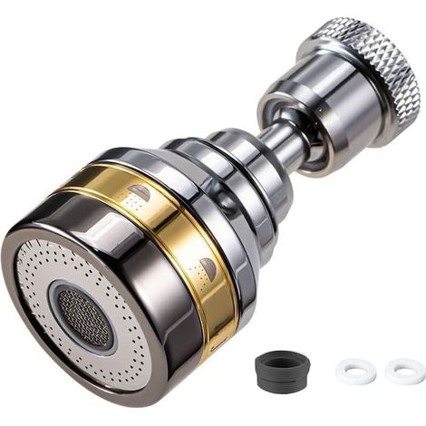 Adaptateur flexible universel, Axroad Mall, 75 mm, 3 modes de jet, rotation à 360°, installation facile, pour robinet de cuisine ou de salle de bain, acier inoxydable et ABS, argent/or (1/5)