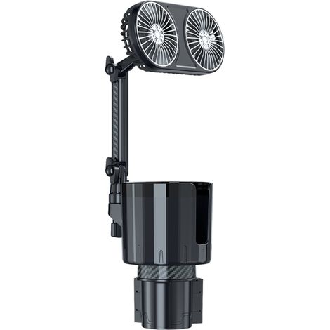 Support de tasse de ventilateur de voiture avec lumières colorées à 3 vitesses, refroidissement de véhicule alimenté par USB rotatif à 360 degrés 12 V/24 V pour SUV, camping-car, camion (double tête)