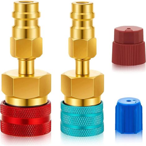 Adaptateur R1234YF vers R134A, adaptateurs bleu et rouge côté haute et basse pression R1234YF, raccords de tuyau de climatisation pour la vidange et la recharge du compresseur R1234YF