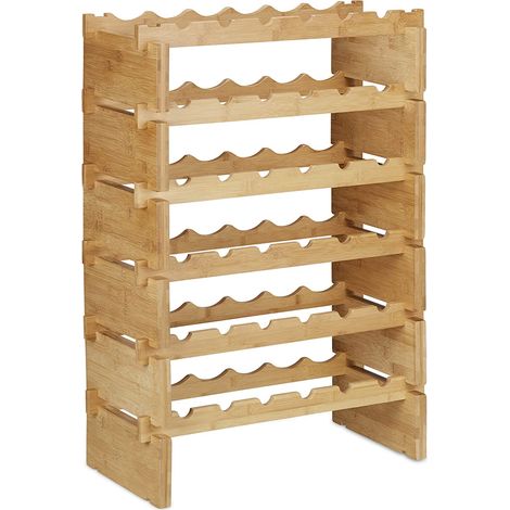 Botellero apilable en 6 niveles 86 cm bambú 130002171
