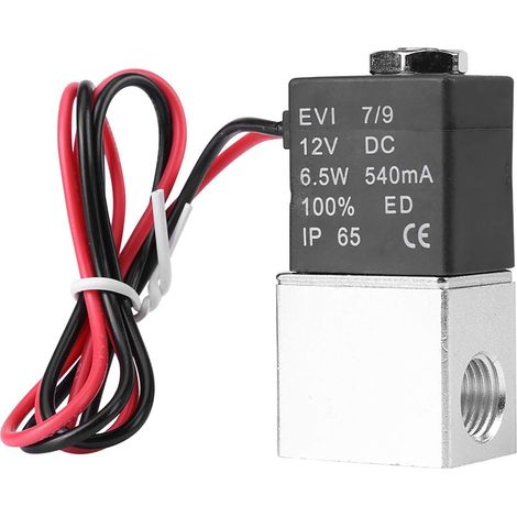Électrovanne Pneumatique à 2 Voies de 1/4,Électrovanne à Air Normalement Fermée en Aluminium,pour Air Gaz Eau Liquide (1/5)