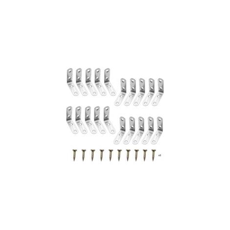 20 soportes de fijación, conectores angulares de 50x50 mm, escuadras de acero inoxidable en forma de L de 90 grados con tornillos - Crezuo