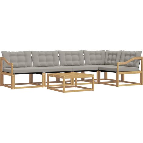 Set di divani da esterno 6 pcs Bianco e Grigio Chiaro vidaXL