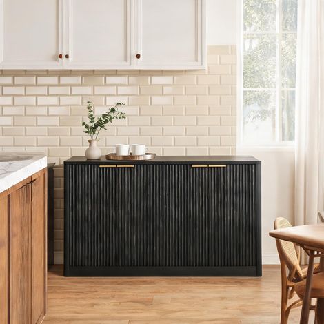 Buffet sideboard noir 150 cm en MDF avec rangement (1/5)