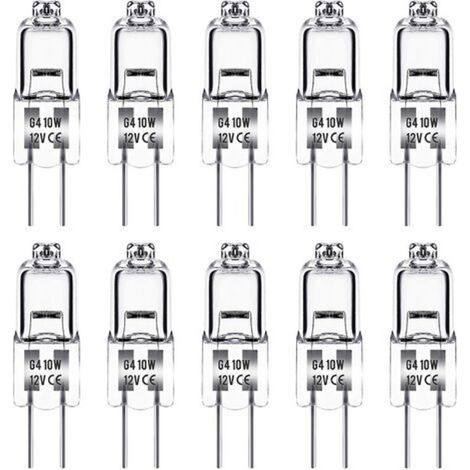 G4-Halogenlampe, 12 V, 10 W, warmweiß (3000 K), 150 lm, dimmbar, G4-Halogenlampe, klare Kapsellampe, 10er-Packung (1/4)