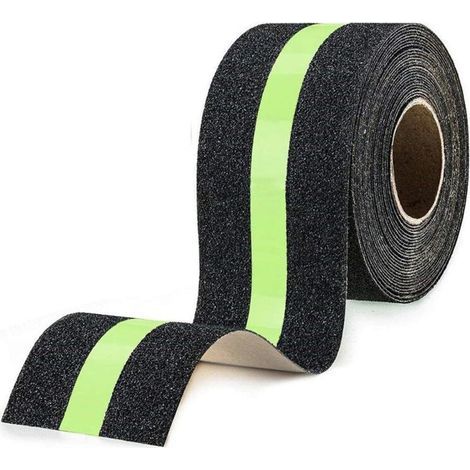 Selbstklebendes Antirutschband, Sicherheitsstreifen für Treppen, Leitern und rutschige Böden, für den Innen- und Außenbereich, mit Leuchtfolie, die im Dunkeln leuchtet, 5 cm x 10 m (1/5)