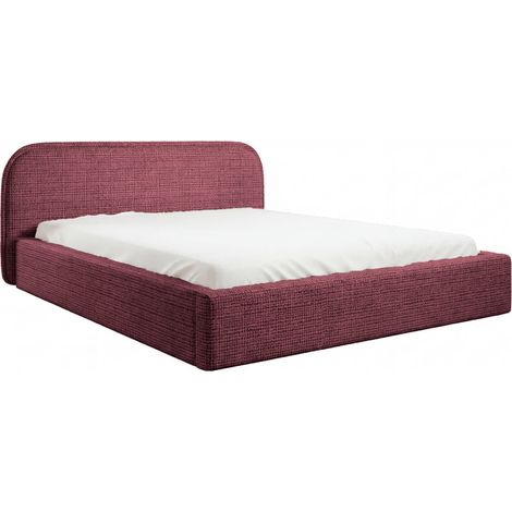 AURIA - Lit coffre tissu chenille Bordeaux 140x200cm (1/5)