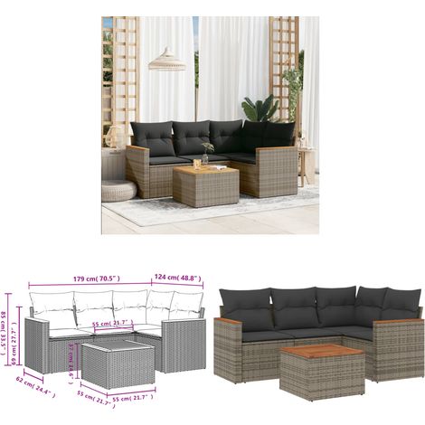 5-tlg. Garten-Sofagarnitur mit Kissen Grau Poly Rattan - Gartenmöbel Set - Gartensorte - Outdoor Möbel - Lounge Set - Esstisch - Home & Living (1/3)