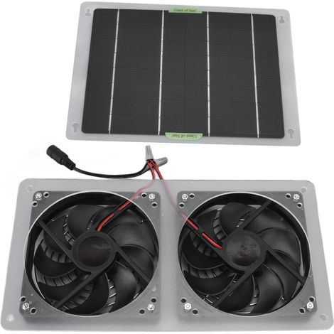 Kit Ventilateur Solaire 100W 12V Étanche avec Panneau, Double Extraction Portable pour Serre et Maison (1/5)