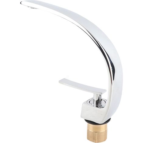 Robinet mitigeur de lavabo G1/2 à poignée unique avec flexible, eau chaude et froide, design incurvé et design courbé. (1/5)