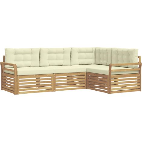Outdoor Sofa Set 4 pcs White and Cream Polyester vidaXL (1/5)