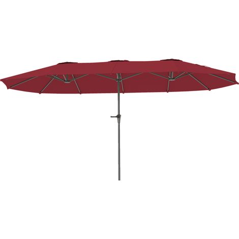 Parasol Millhaven Jardin Extérieur 4m Résistant Bordeaux Anti-UV Manivelle Fluide