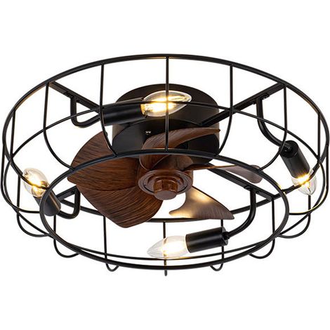 Plafonnier Ventilateur de Plafond Style Vintage 48 cm – LED Intégrée, Télécommande, 6 Vitesses, Fonction Timer, Idéal Intérieur Maison et Bureau (1/5)