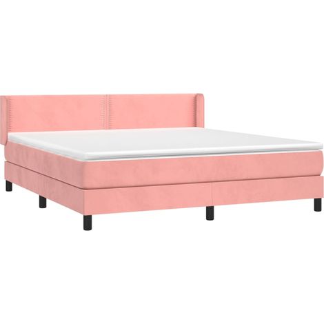 Sommier à lattes de lit avec matelas Rose 160x200 cm Velours vidaXL (1/5)