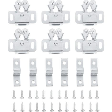 Lot de 20 loquets porte placard à double rouleau avec ventouses, vis (1/5)