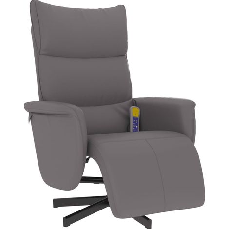 vidaXL Massage Recliner Chair with Footrest Grey Faux Leather
