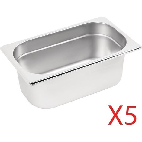 Bac Inox GN 1/4 - Vogue - Lot de 5