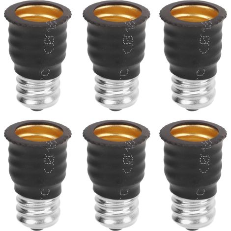 Adaptateur à douille, adaptateur de douille de l'ampoule E12 à la vis de convertisseur de lampe E14 Vis de filetage 6pcs Bases de lampe (noir)