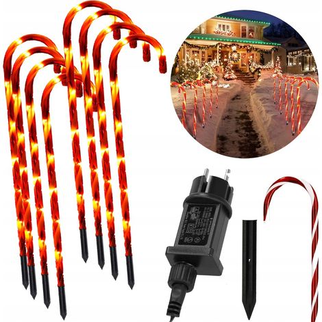 GHIRLANDA LED BASTONCINI DI ZUCCHERO BABBO NATALE CARAMELLA ALL'APERTO BIANCO CALDO (1/5)